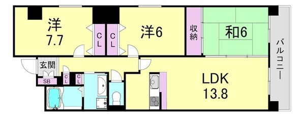 芦原橋駅 徒歩3分 7階の物件間取画像